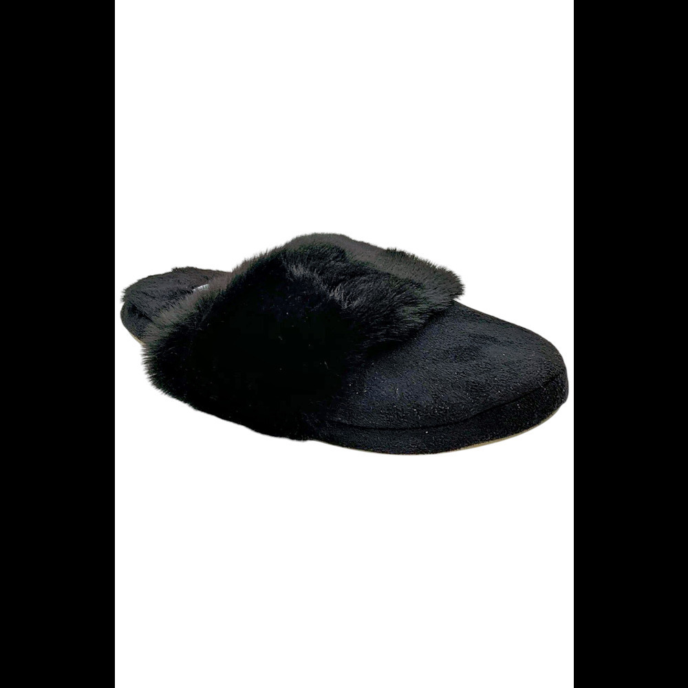 Comfort Code Microsuede Faux Fur Scuff Slipper Black -